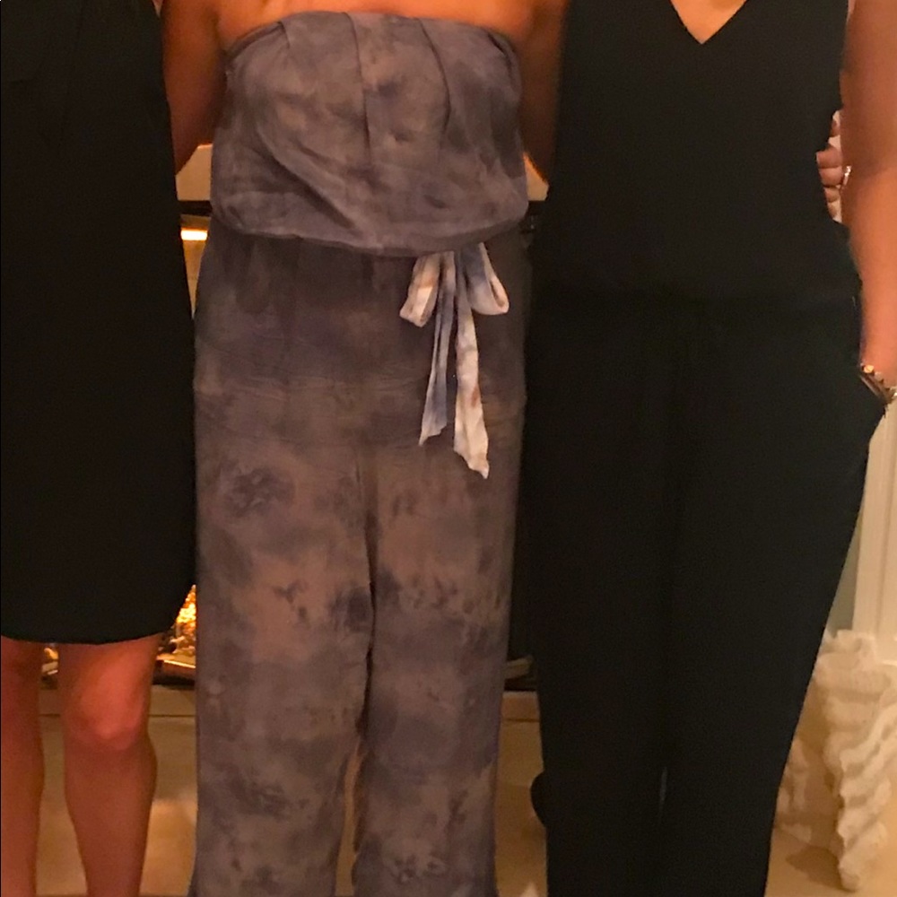 tie dye strapless jumpsuit with tie